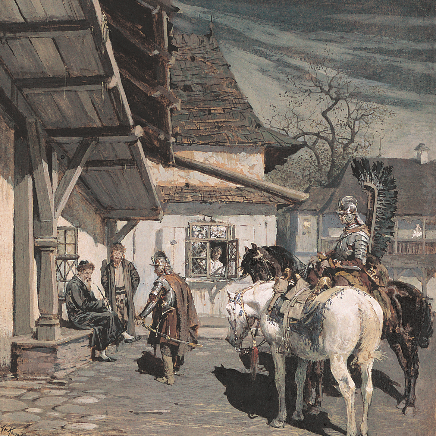 miniatura-Na zwiadach, 1877, akwarela, gwasz, papier, 23,7 x 21,7 cm kolekcja prywatna